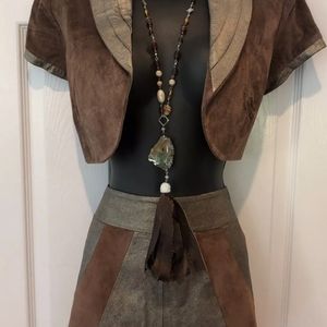 MARCIANO  2pc LEATHER JACKET SKIRT SET SIZE